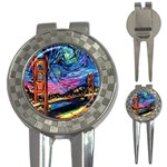 Golden Gate Bridge Starry Night Vincent Van Gogh 3-in-1 Golf Divots Front