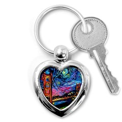 Golden Gate Bridge Starry Night Vincent Van Gogh Key Chain (heart) by Modalart