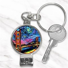 Golden Gate Bridge Starry Night Vincent Van Gogh Nail Clippers Key Chain by Modalart