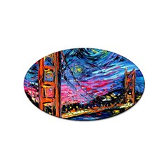 Golden Gate Bridge Starry Night Vincent Van Gogh Sticker Oval (10 Pack) by Modalart