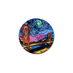 Golden Gate Bridge Starry Night Vincent Van Gogh Golf Ball Marker by Modalart