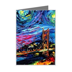 Golden Gate Bridge Starry Night Vincent Van Gogh Mini Greeting Card by Modalart