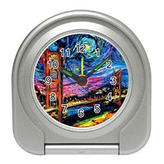 Golden Gate Bridge Starry Night Vincent Van Gogh Travel Alarm Clock by Modalart