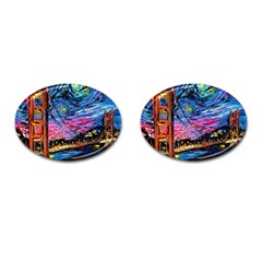 Golden Gate Bridge Starry Night Vincent Van Gogh Cufflinks (oval) by Modalart