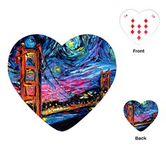 Golden Gate Bridge Starry Night Vincent Van Gogh Playing Cards Single Design (heart) by Modalart