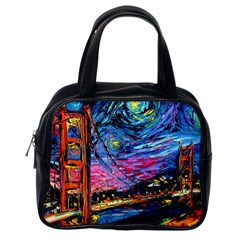 Golden Gate Bridge Starry Night Vincent Van Gogh Classic Handbag (one Side) by Modalart