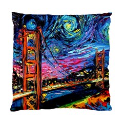 Golden Gate Bridge Starry Night Vincent Van Gogh Standard Cushion Case (two Sides) by Modalart