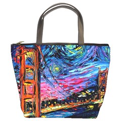 Golden Gate Bridge Starry Night Vincent Van Gogh Bucket Bag by Modalart