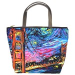 Golden Gate Bridge Starry Night Vincent Van Gogh Bucket Bag Front