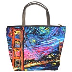 Golden Gate Bridge Starry Night Vincent Van Gogh Bucket Bag Back