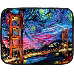 Golden Gate Bridge Starry Night Vincent Van Gogh Fleece Blanket (mini) by Modalart