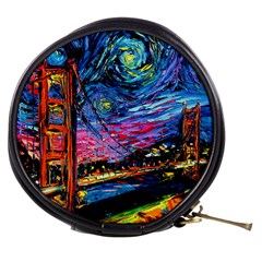 Golden Gate Bridge Starry Night Vincent Van Gogh Mini Makeup Bag by Modalart