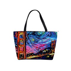 Golden Gate Bridge Starry Night Vincent Van Gogh Classic Shoulder Handbag by Modalart