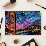 Golden Gate Bridge Starry Night Vincent Van Gogh Cosmetic Bag (Large) Back