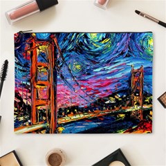 Golden Gate Bridge Starry Night Vincent Van Gogh Cosmetic Bag (xl) by Modalart