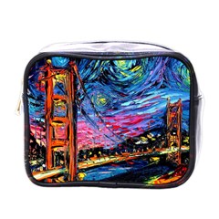 Golden Gate Bridge Starry Night Vincent Van Gogh Mini Toiletries Bag (one Side) by Modalart