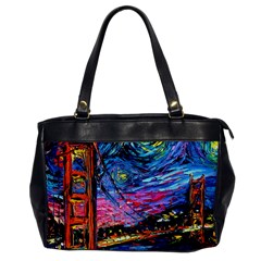 Golden Gate Bridge Starry Night Vincent Van Gogh Oversize Office Handbag by Modalart