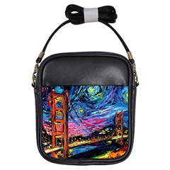 Golden Gate Bridge Starry Night Vincent Van Gogh Girls Sling Bag by Modalart