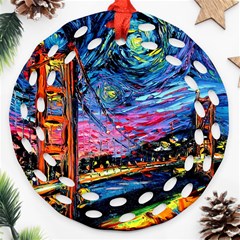 Golden Gate Bridge Starry Night Vincent Van Gogh Ornament (round Filigree) by Modalart