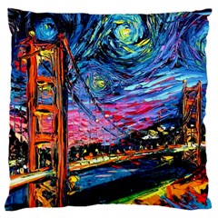 Golden Gate Bridge Starry Night Vincent Van Gogh Large Cushion Case (two Sides) by Modalart