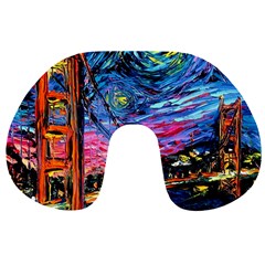 Golden Gate Bridge Starry Night Vincent Van Gogh Travel Neck Pillow by Modalart