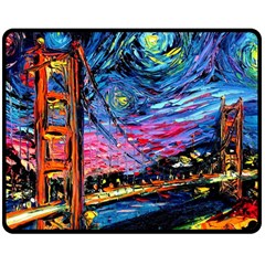 Golden Gate Bridge Starry Night Vincent Van Gogh Two Sides Fleece Blanket (medium) by Modalart