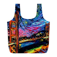 Golden Gate Bridge Starry Night Vincent Van Gogh Full Print Recycle Bag (l) by Modalart