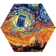 Tardis Starry Night Doctor Who Van Gogh Parody Wooden Puzzle Hexagon by Modalart