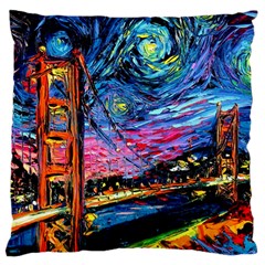 Golden Gate Bridge Starry Night Vincent Van Gogh Standard Premium Plush Fleece Cushion Case (two Sides) by Modalart