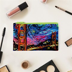 Golden Gate Bridge Starry Night Vincent Van Gogh Cosmetic Bag (xs) by Modalart