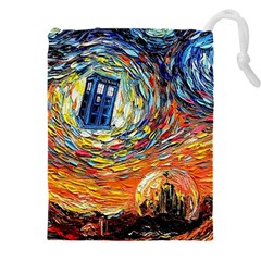 Tardis Starry Night Doctor Who Van Gogh Parody Drawstring Pouch (4xl) by Modalart