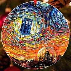 Tardis Starry Night Doctor Who Van Gogh Parody Uv Print Acrylic Ornament Round by Modalart