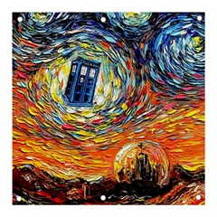 Tardis Starry Night Doctor Who Van Gogh Parody Banner And Sign 3  X 3  by Modalart