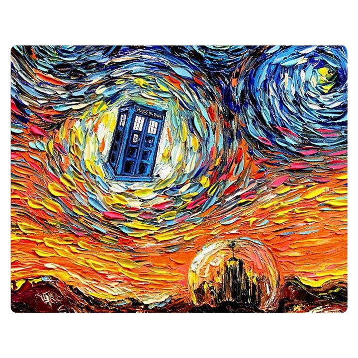 Tardis Starry Night Doctor Who Van Gogh Parody Premium Plush Fleece Blanket (Medium)