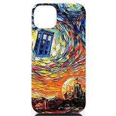 Tardis Starry Night Doctor Who Van Gogh Parody Iphone 14 Plus Black Uv Print Case by Modalart