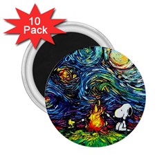 Dog Cartoon Starry Night Print Van Gogh Parody 2 25  Magnets (10 Pack)  by Modalart