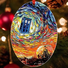 Tardis Starry Night Doctor Who Van Gogh Parody Uv Print Acrylic Ornament Oval by Modalart