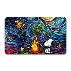 Dog Cartoon Starry Night Print Van Gogh Parody Magnet (rectangular) by Modalart