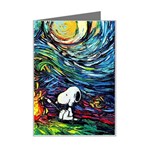 Dog Cartoon Starry Night Print Van Gogh Parody Mini Greeting Card Left