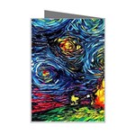 Dog Cartoon Starry Night Print Van Gogh Parody Mini Greeting Card Right