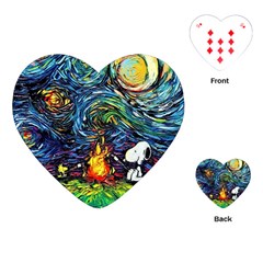 Dog Cartoon Starry Night Print Van Gogh Parody Playing Cards Single Design (heart) by Modalart