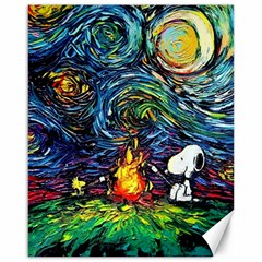 Dog Cartoon Starry Night Print Van Gogh Parody Canvas 16  X 20 