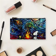 Dog Cartoon Starry Night Print Van Gogh Parody Cosmetic Bag (small) by Modalart