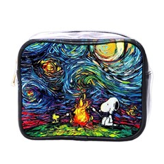 Dog Cartoon Starry Night Print Van Gogh Parody Mini Toiletries Bag (one Side) by Modalart