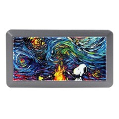 Dog Cartoon Starry Night Print Van Gogh Parody Memory Card Reader (mini) by Modalart