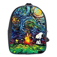 Dog Cartoon Starry Night Print Van Gogh Parody School Bag (xl) by Modalart