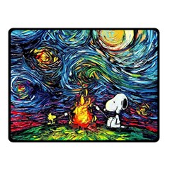 Dog Cartoon Starry Night Print Van Gogh Parody Two Sides Fleece Blanket (small) by Modalart