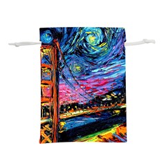 Golden Gate Bridge Starry Night Vincent Van Gogh Lightweight Drawstring Pouch (l) by Modalart