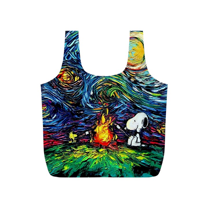 Dog Cartoon Starry Night Print Van Gogh Parody Full Print Recycle Bag (S)