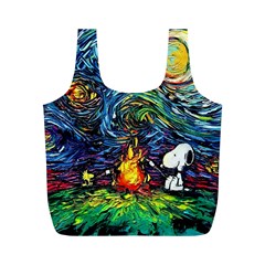 Dog Cartoon Starry Night Print Van Gogh Parody Full Print Recycle Bag (m) by Modalart